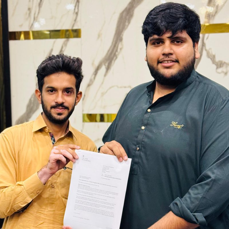 Student collecting an approved UK visa letter at Highmark International